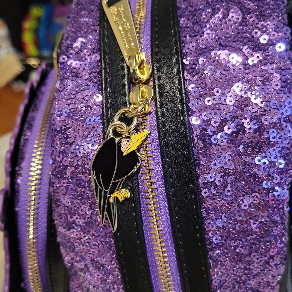 Loungefly Disney Purple Sequin Maleficent Backpack - Picture 2 of 5